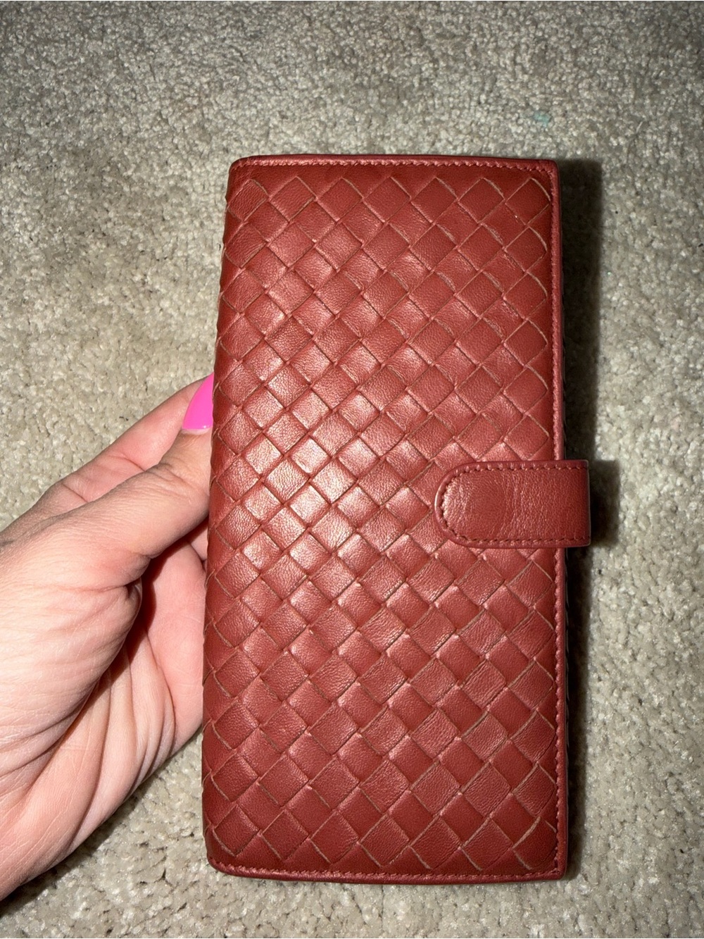 Bottega Woven Leather Long Wallet - Brown